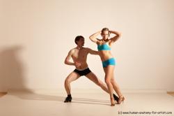 Underwear White Slim short brown Dancing Dynamic poses